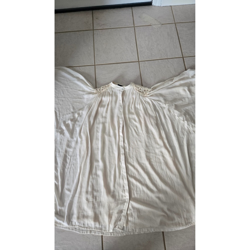 Zara Basic Ivory Crochet Lace Oversized Flowy Button Down Blouse Top Medium